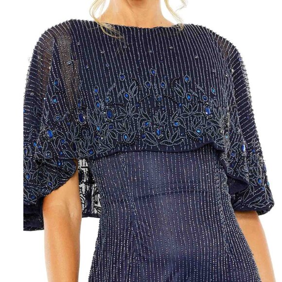 NWT $598 High Neck Cape Dress Mac Duggal Size 10 - Picture 2 of 6